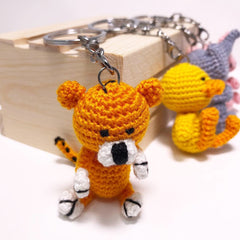 Crochet Tiger Keychain, Amigurumi Handmade Gift, Bag Charm Gift and travel companion tag
