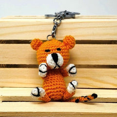 Crochet Tiger Keychain, Amigurumi Handmade Gift, Bag Charm Gift and travel companion tag