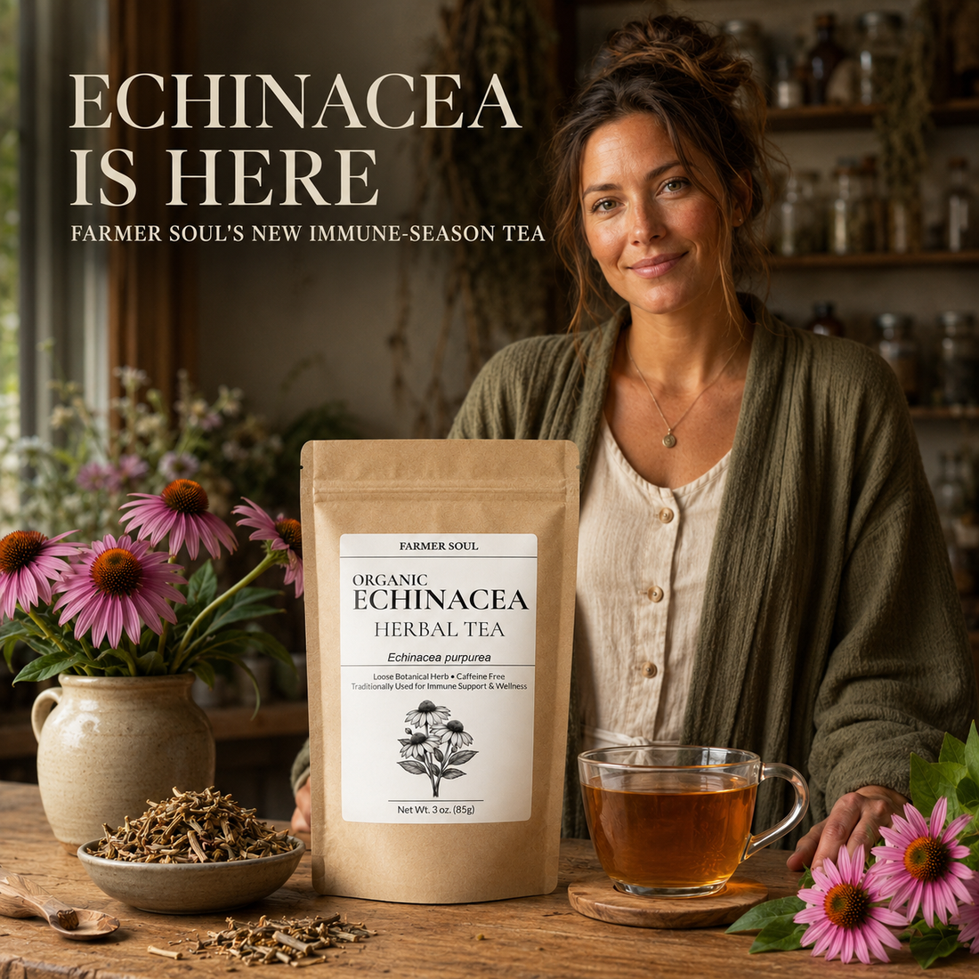 Echinacea Is Here: Farmer Soul's New Immune-Season Tea