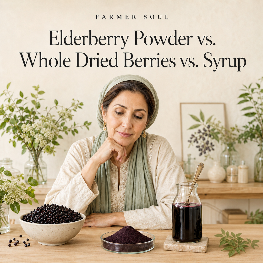 Elderberry Powder vs. Whole Dried Berries vs. Syrup