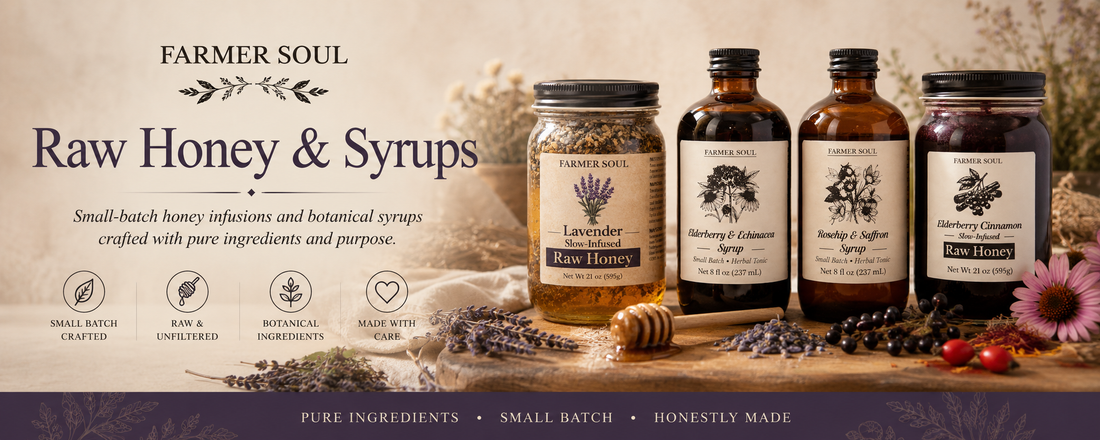 Raw Honey & Syrups | Small-Batch Botanical Honey & Elderberry Syrups