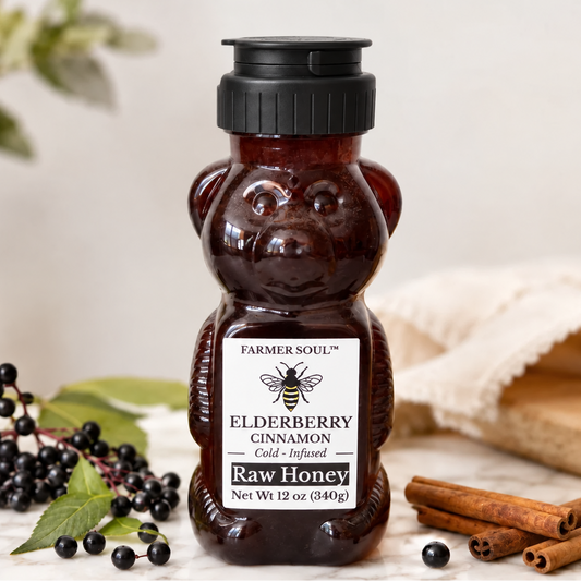 Elderberry Cinnamon Raw Clover Honey Infusion