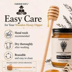Wooden Honey Dipper — 6 Inch Natural Wood