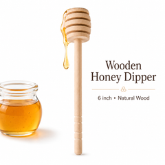 Wooden Honey Dipper — 6 Inch Natural Wood
