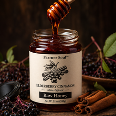 Elderberry Cinnamon Raw Clover Honey Infusion
