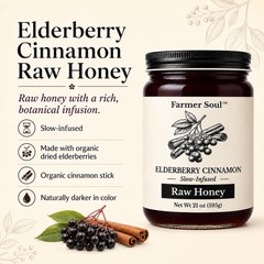 Elderberry Cinnamon Raw Clover Honey Infusion