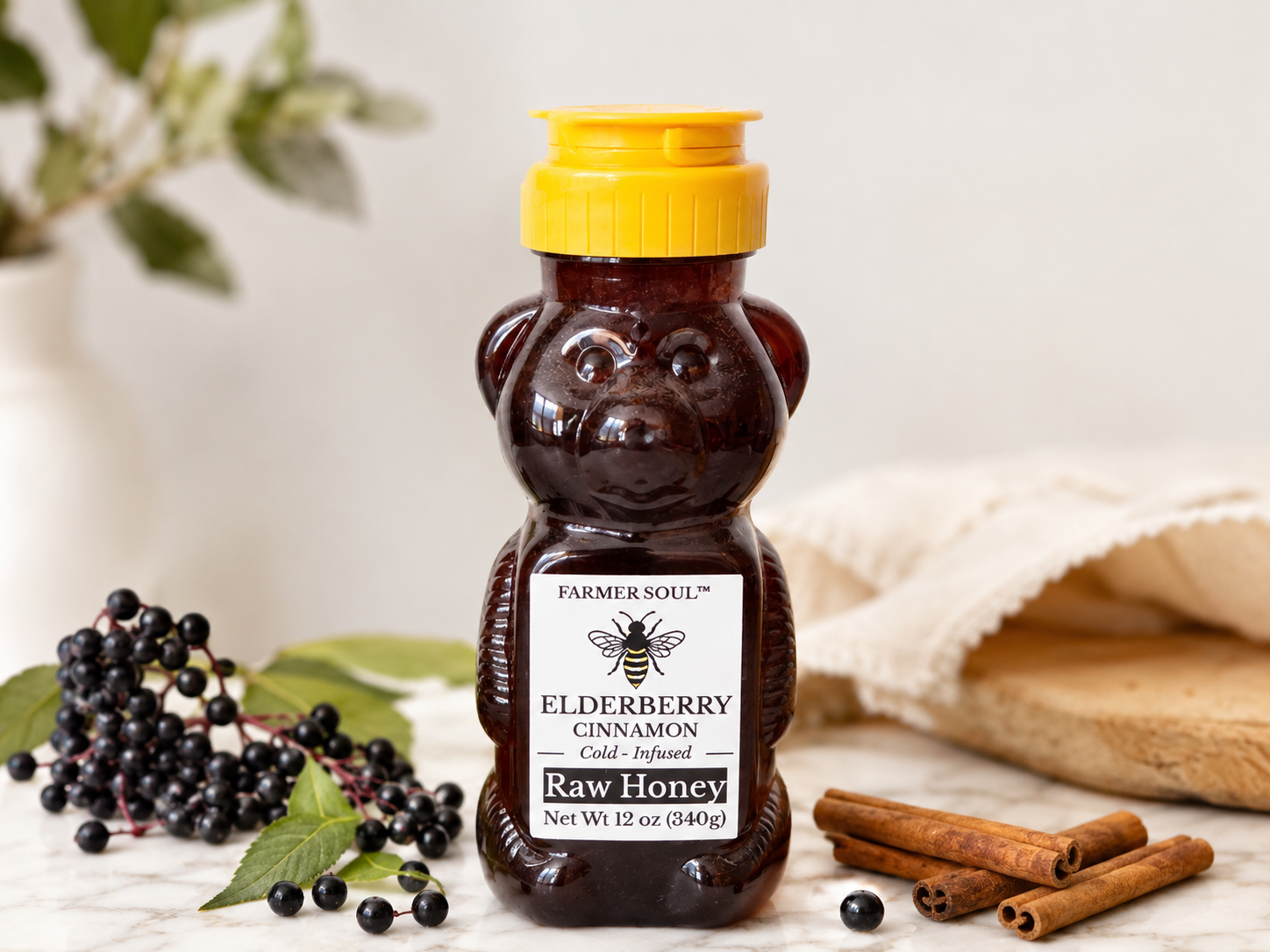 Elderberry Cinnamon Raw Honey Infusion | Farmer Soul Elderberry Cinnamon Raw Honey Infusion | Farmer Soul