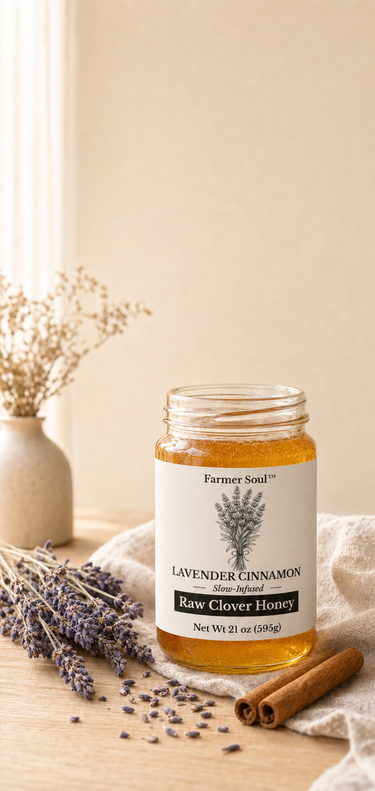 Farmer Soul Lavender Cinnamon Raw Clover Honey hero