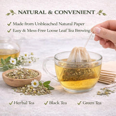 Unbleached Tea Filter Bags  Natural Drawstring Infusers for Loose Leaf Tea