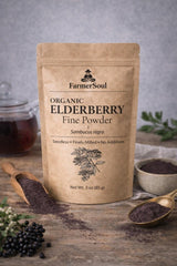 Organic Elderberry Powder - Fine Milled, Seedless Sambucus Nigra, Herbal Tea & Syrup Ingredient, Immune Support