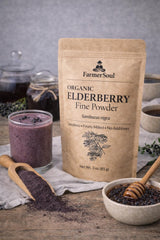 Organic Elderberry Powder - Fine Milled, Seedless Sambucus Nigra, Herbal Tea & Syrup Ingredient, Immune Support