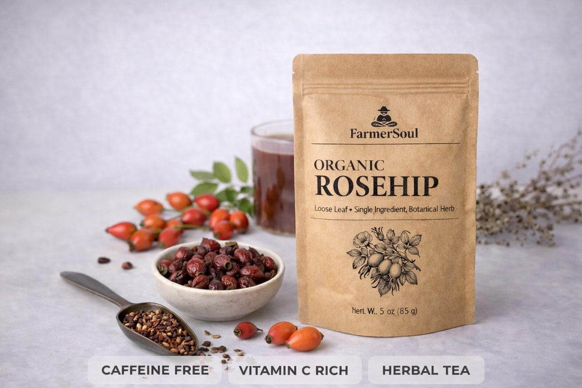 Organic Rosehip Herbal Tea | Loose Leaf, Single-Ingredient, Caffeine-Free
