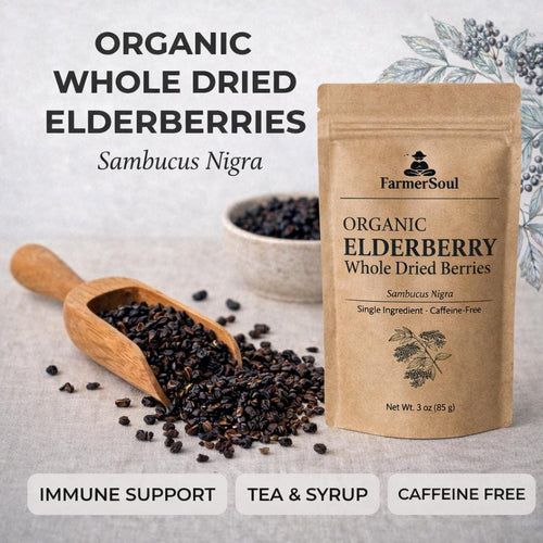 Organic Elderberry Herbal Tea | Whole Dried Berries (Sambucus Nigra) | Immune Support (Caffeine-Free)