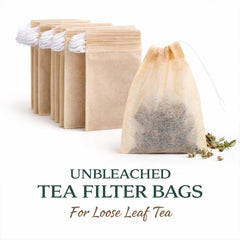 Unbleached Tea Filter Bags  Natural Drawstring Infusers for Loose Leaf Tea