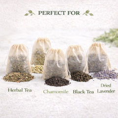 Unbleached Tea Filter Bags  Natural Drawstring Infusers for Loose Leaf Tea