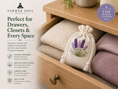 Organic Lavender Sachets  1 oz Cotton Pouches, Embroidered Natural Freshener