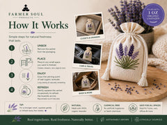 Organic Lavender Sachets  1 oz Cotton Pouches, Embroidered Natural Freshener