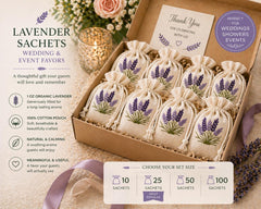 Luxury Lavender Sachet Favor Kit | Full Fill Organic Lavender Sachets | Wedding & Bridal Shower Favors