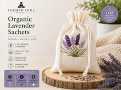 Organic Lavender Sachets  1 oz Cotton Pouches, Embroidered Natural Freshener
