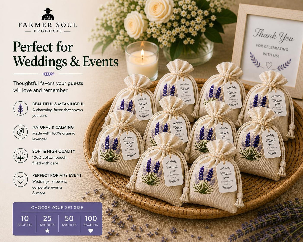 DIY Organic Lavender Sachet Kit – Wedding Favor Kit with USDA Organic Lavender for Bridal Shower, Baby Shower & Party Gifts