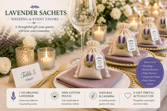 Luxury Lavender Sachet Favor Kit | Full Fill Organic Lavender Sachets | Wedding & Bridal Shower Favors