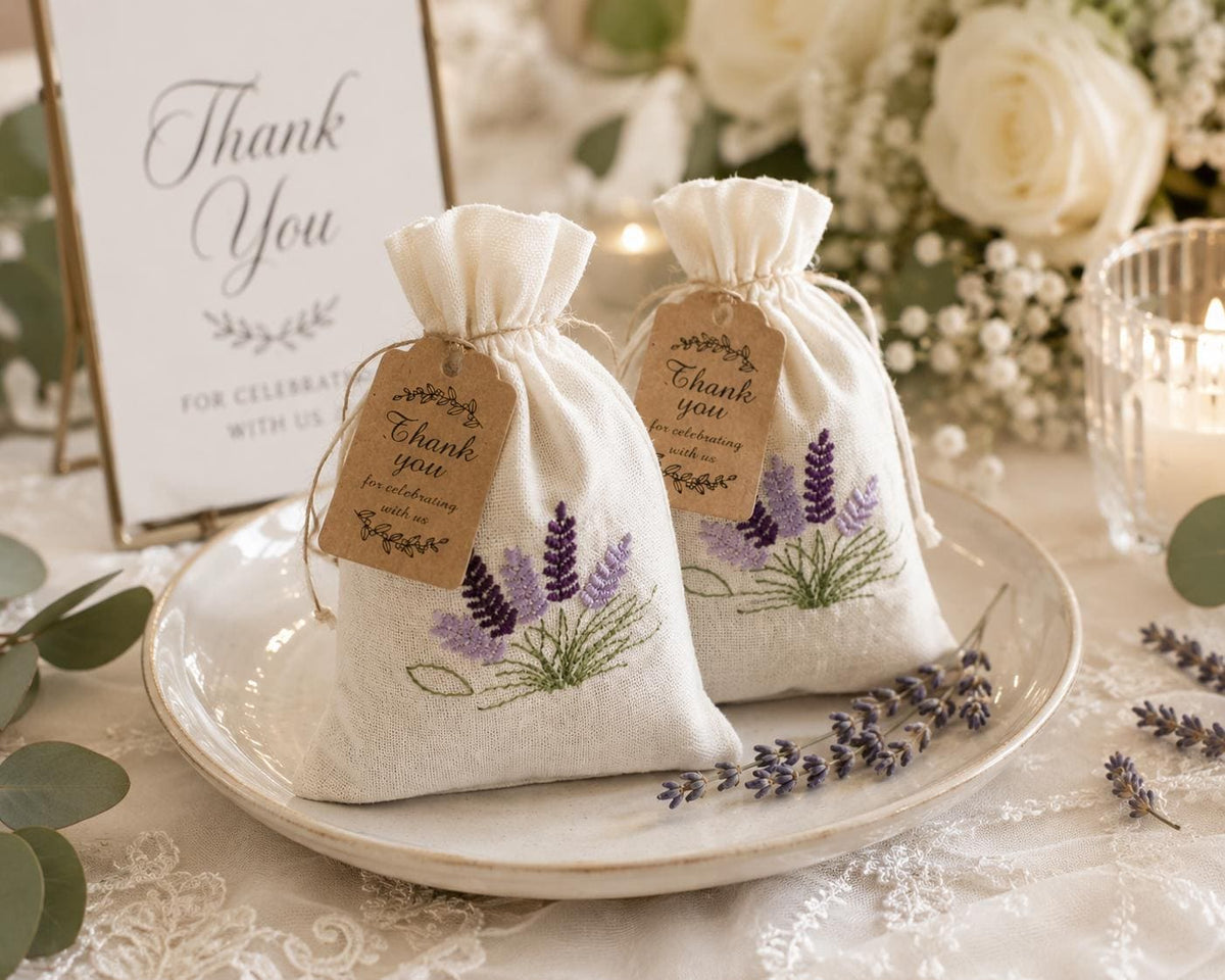 Luxury Lavender Sachet Favor Kit | Full Fill Organic Lavender Sachets | Wedding & Bridal Shower Favors