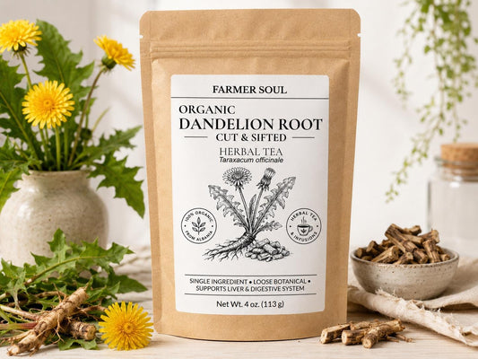 Organic Dandelion Root Herbal Tea | Cut and Sifted Dried Taraxacum officinale Root for Tea & Herbal Infusions
